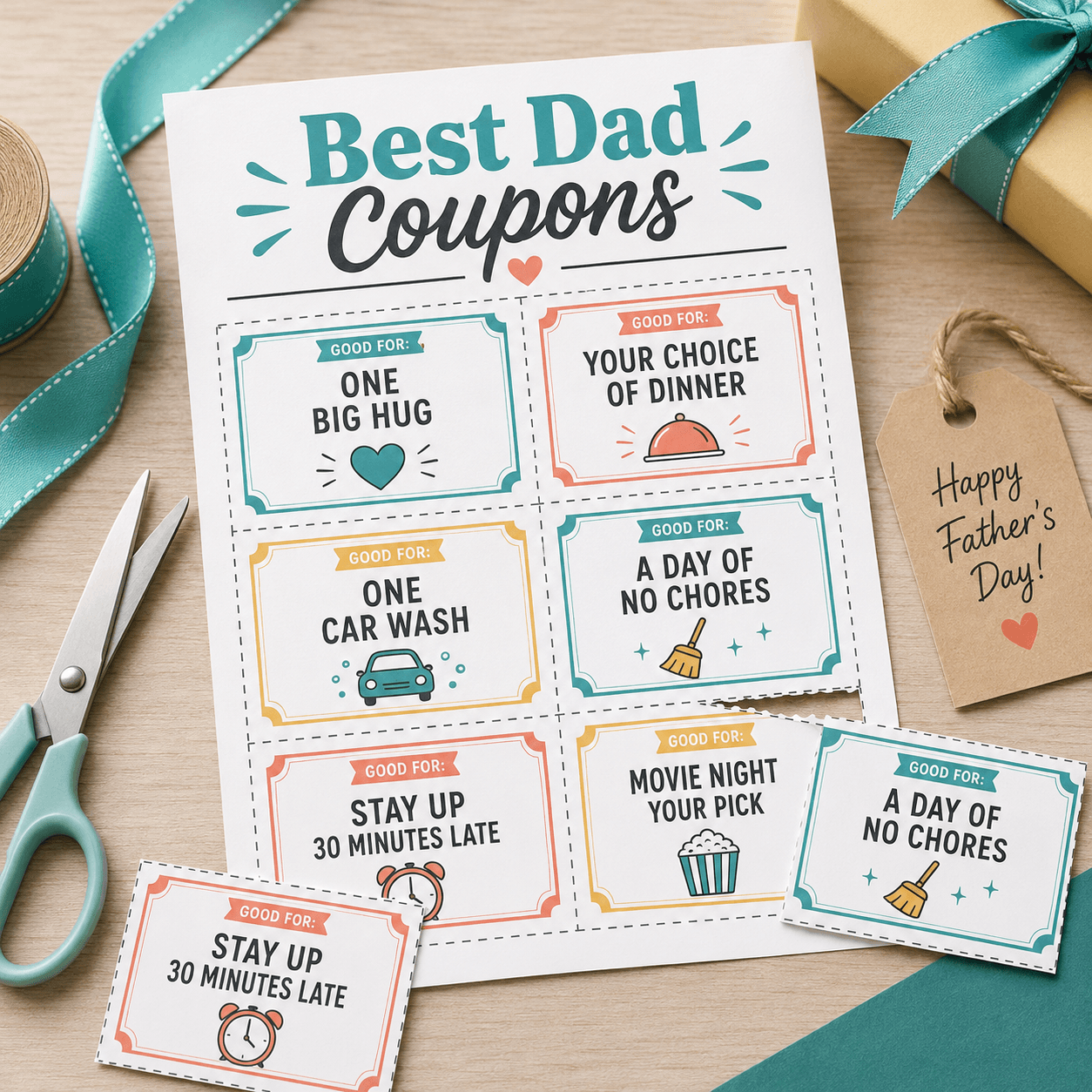 Folha de cupom do melhor pai free printable preview