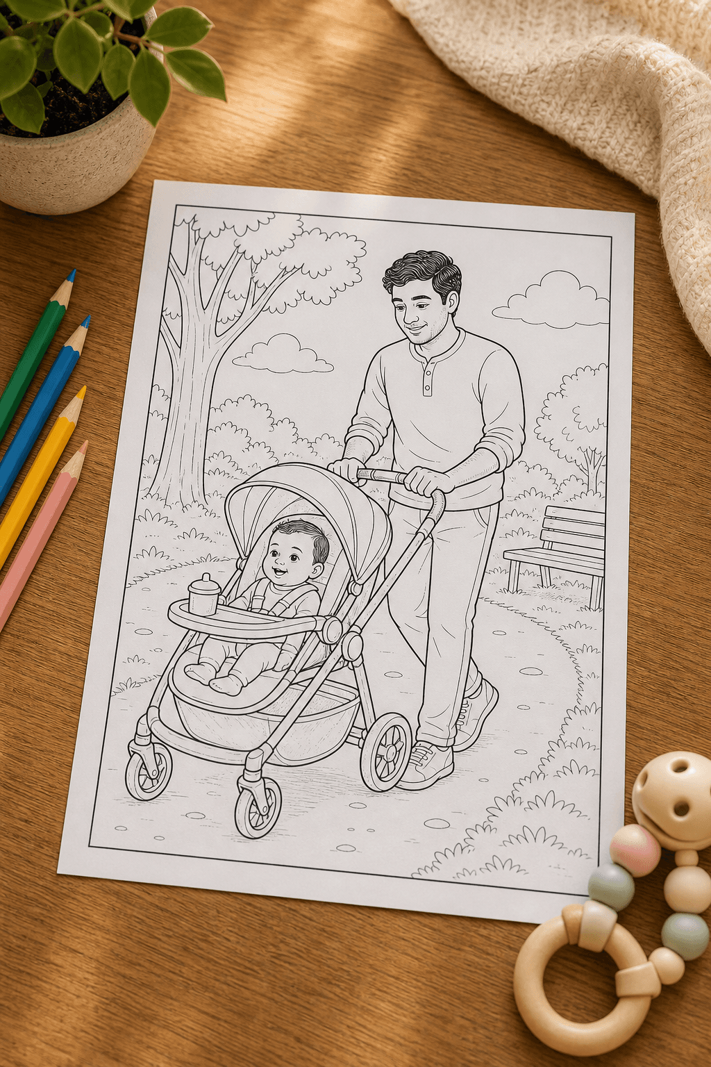 Dad And Baby Stroller Walk product photo